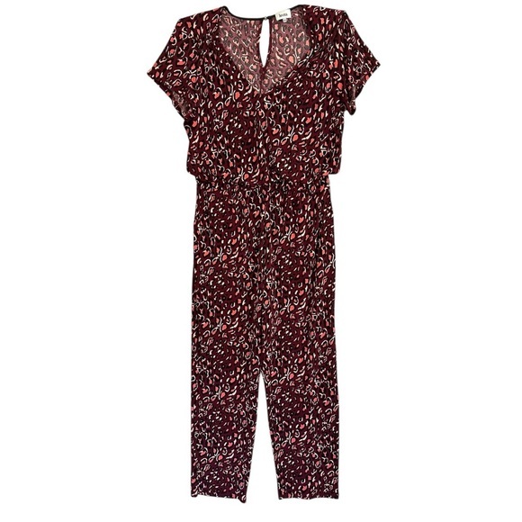 LEOTA Kennedy Cap Sleeve Stretchy Jumpsuit Cheetah Cabernet Womens Size XXL - Picture 12 of 16